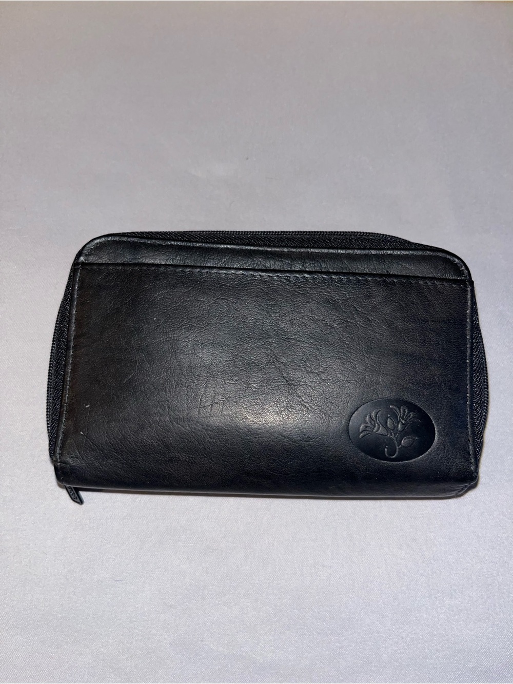BUXTON Black Top Grain Cowhide Leather Wallet Mirror/Calculator/Key Ring